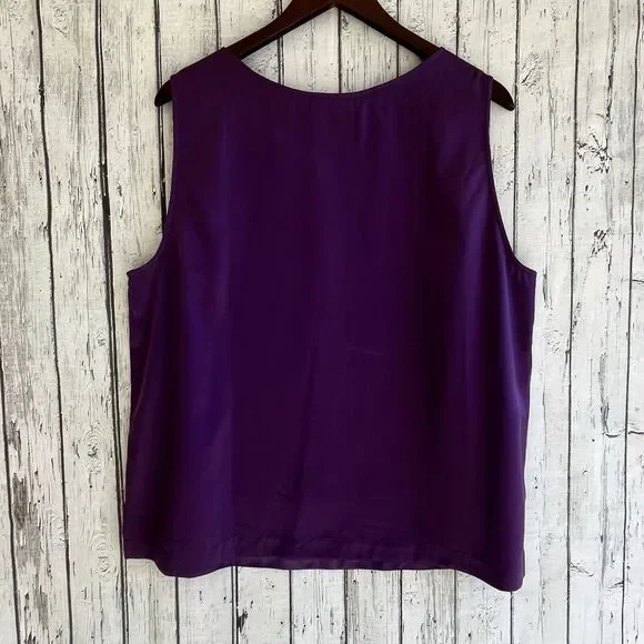 Coldwater Creek Womens Satin Shell Tank Top Shirt XL Shimmer Heavy Purple Dressy - Picture 6 of 8